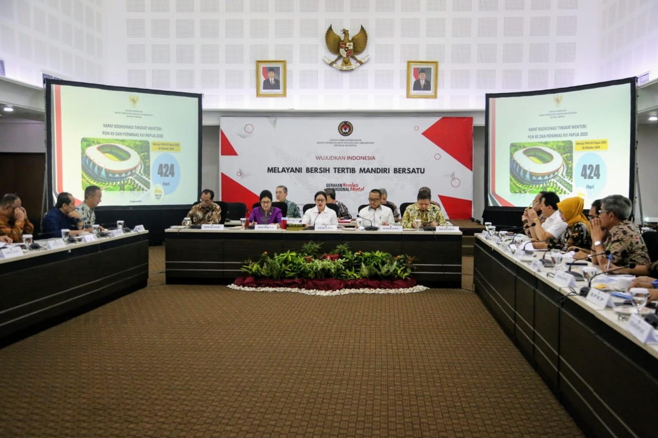 Mensos Menghadiri Rakor Persiapan PON XX dan PEPARNAS XVI Papua 2020