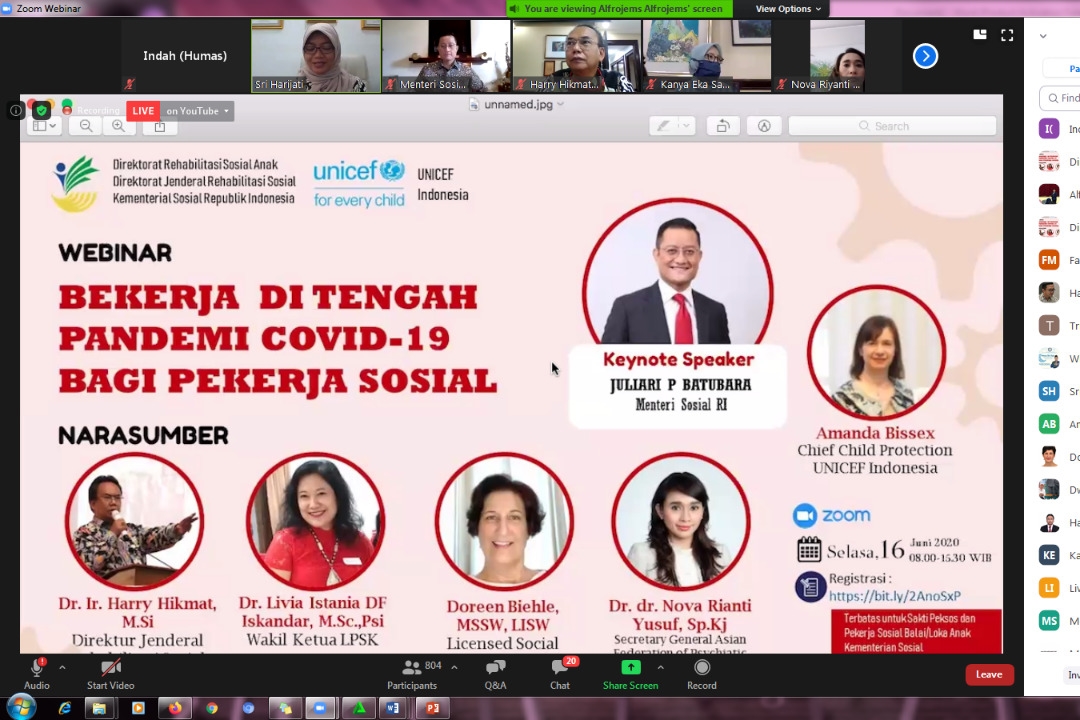 Webinar dan Bimbingan Teknis Peksos "Bekerja di Tengah Pandemi COVID-19"