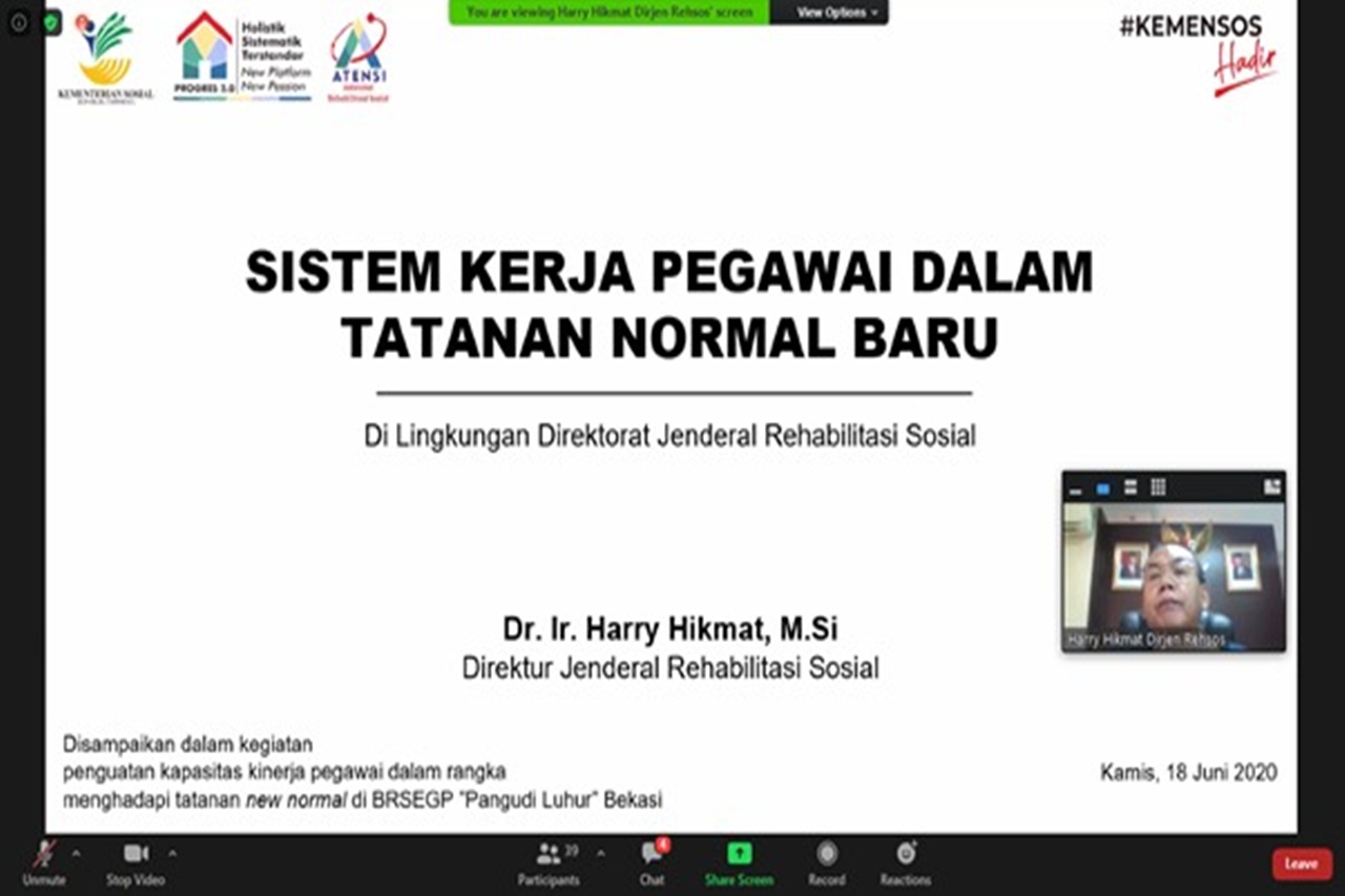 Dirjen Rehsos Tingkatkan Kapasitas Kinerja Pegawai Balai "Pangudi Luhur"