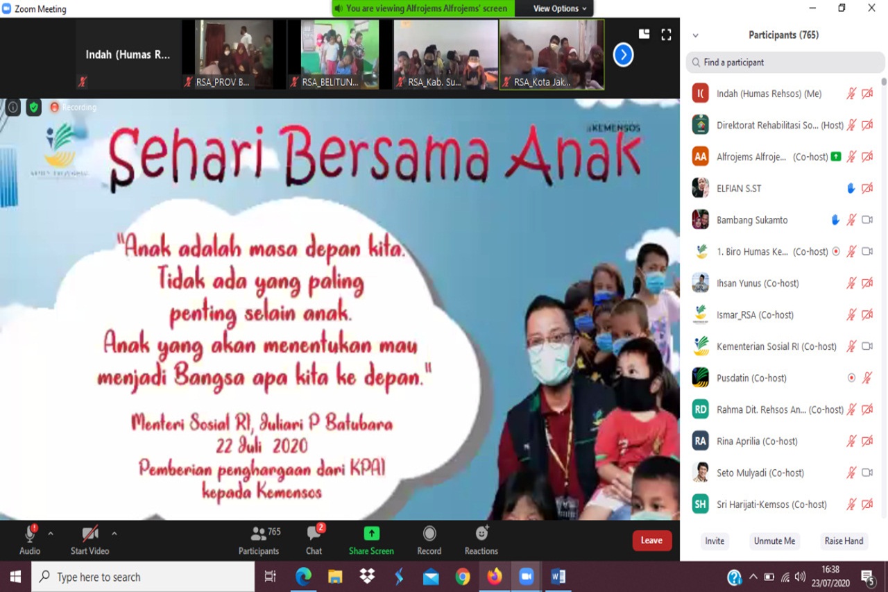 Meriahkan Puncak Hari Anak Nasional 2020, Mensos Sapa 8000 Anak Indonesia secara Virtual