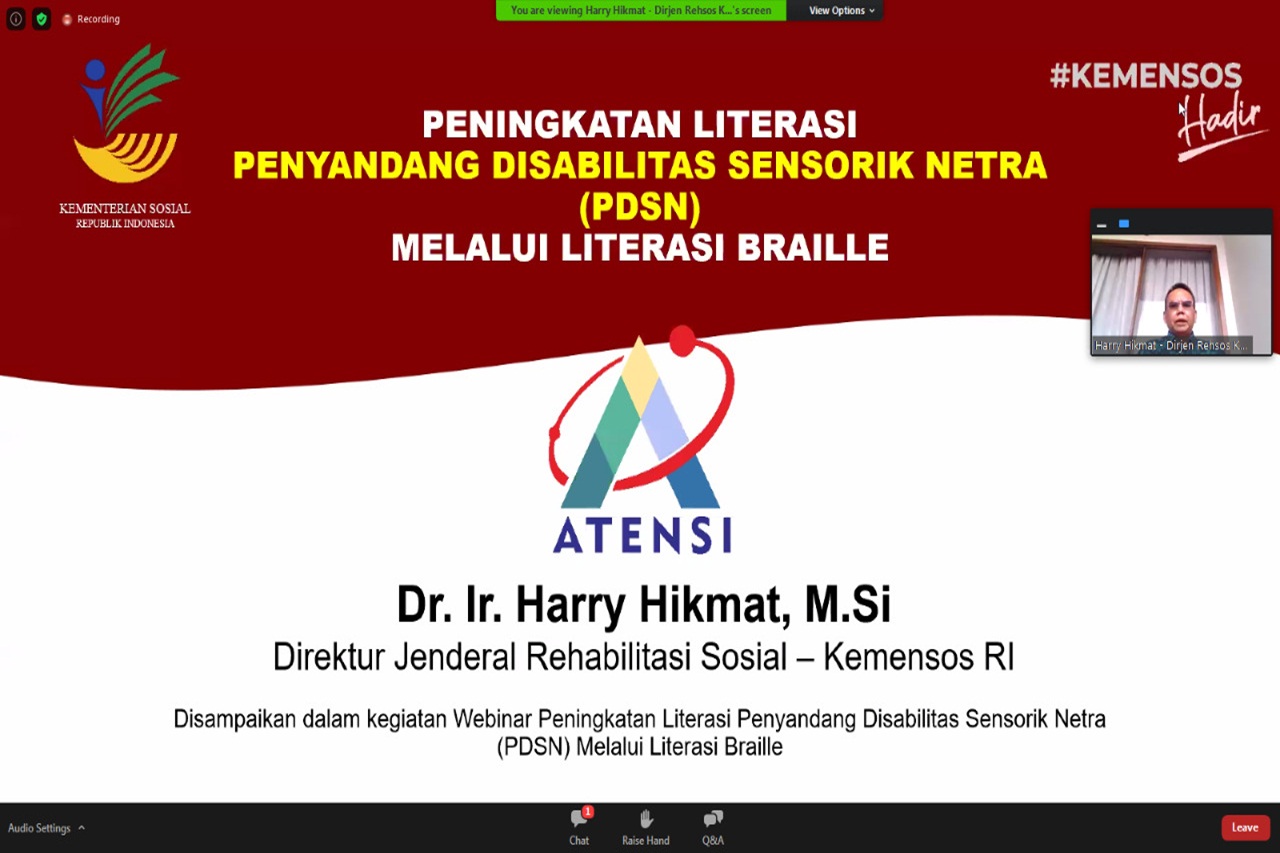 Kemensos Terus Tingkatkan Akses Literasi Bagi Disabilitas Netra