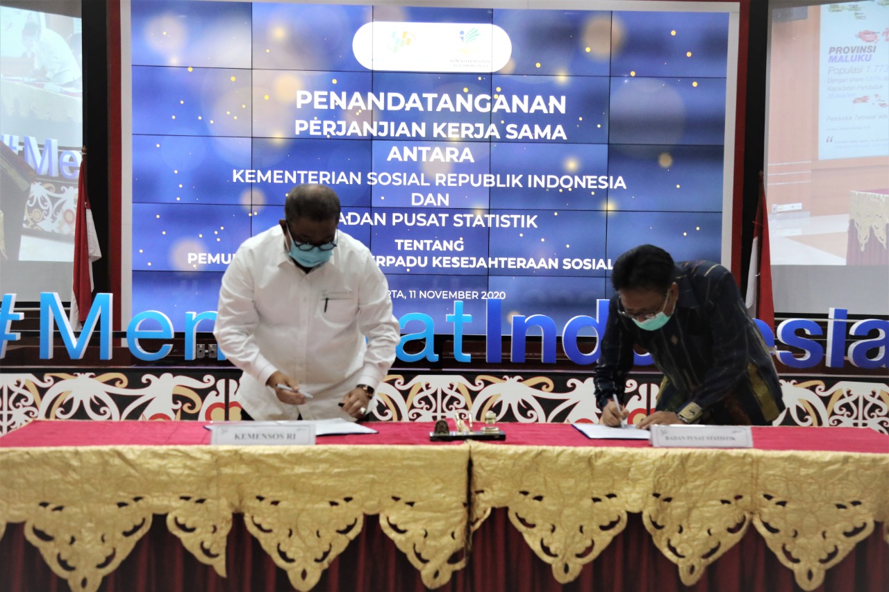 Kemensos dan BPS Tandatangani Kerja Sama Pemutakhiran DTKS