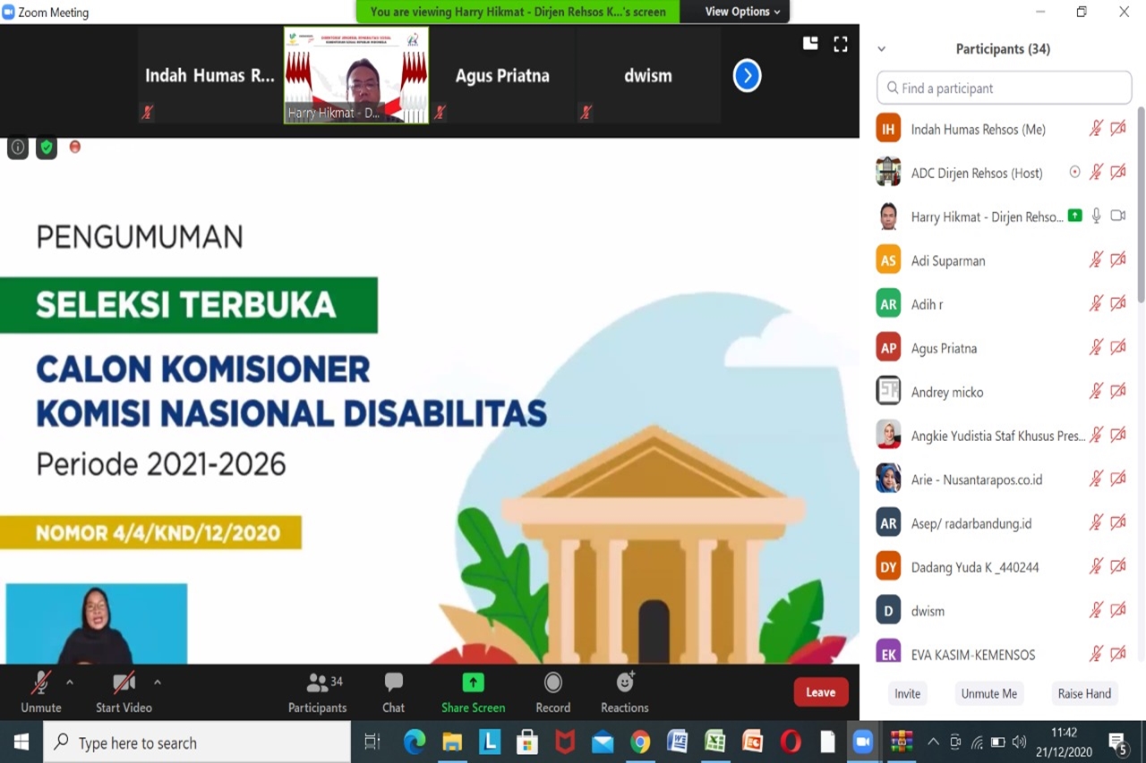 Seleksi Terbuka Calon Anggota Komisioner Komisi Nasional Disabilitas