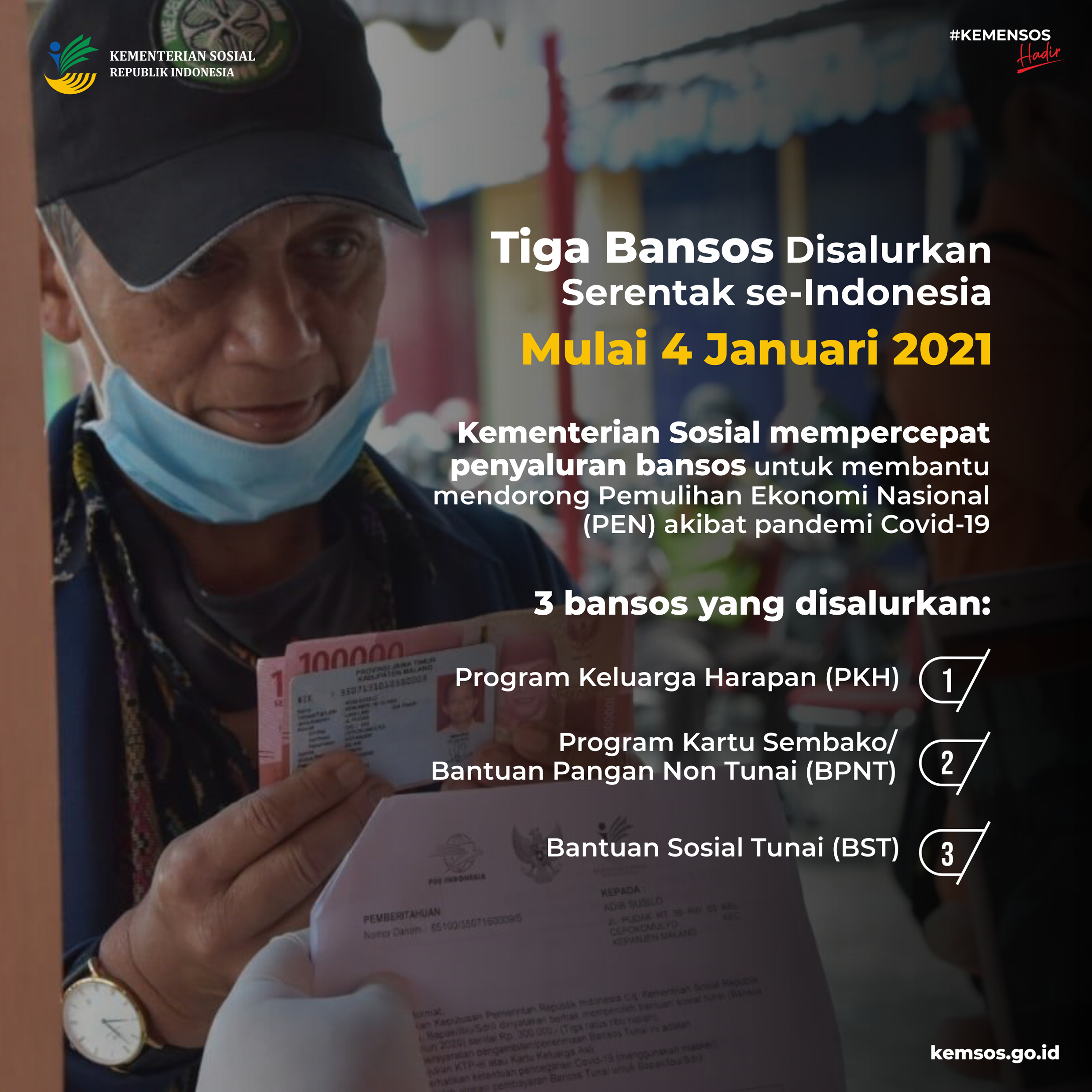 3 Bansos Disalurkan Mulai 4 Januari