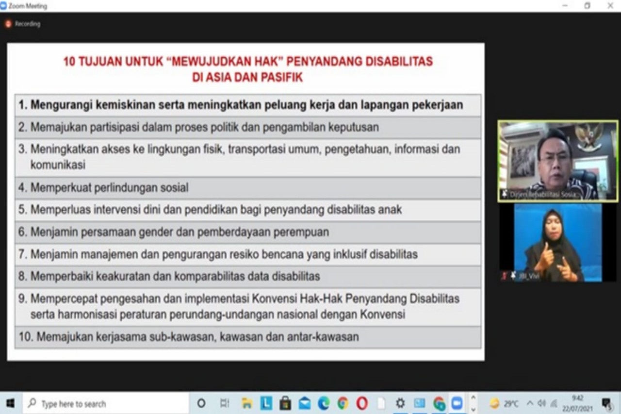 Kementerian Sosial Koordinator dalam Mewujudkan Hak-Hak Penyandang Disabilitas di Asia dan Pasifik